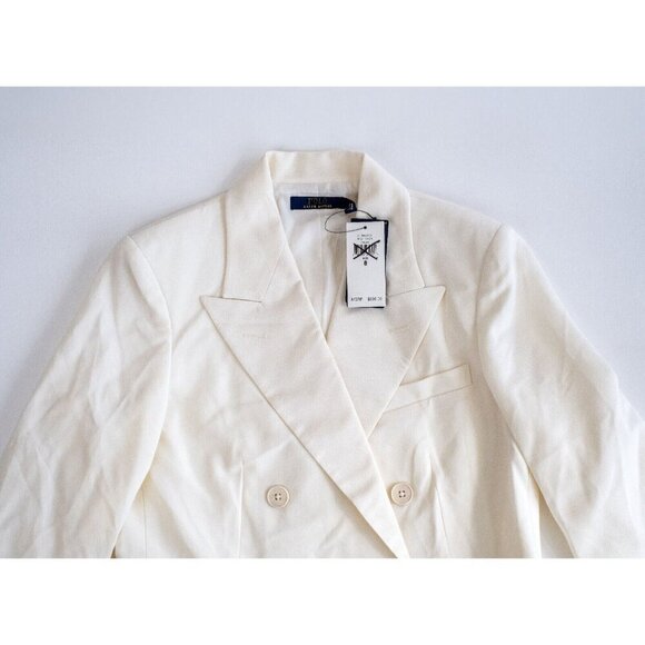 NWT Polo Ralph Lauren Cream Wool Double Breasted Women's Blazer $698 - Sz 8 Sz 6 - Picture 8 of 10